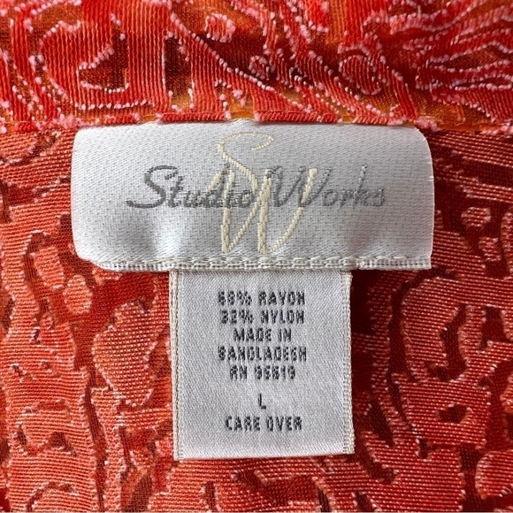 VINTAGE LARGE STUDIO WORKS BUTTON FRONT BLOUSE   SEMI SHEER - Picture 9 of 11